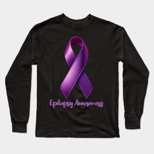 Purple Ribbon Month Epilepsy Awareness for Men Women Warrior Long Sleeve T-Shirt